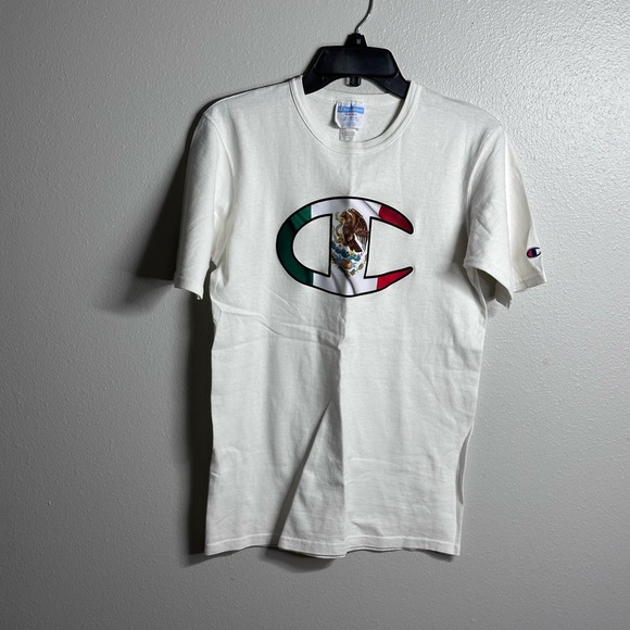 Champion Men White T-Shirt Mexican Flag Logo Size Small - Picture 1 of 7